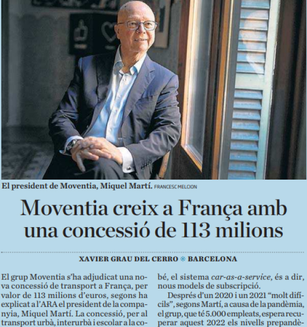 Moventia creix a França amb una concessió de 113 milions