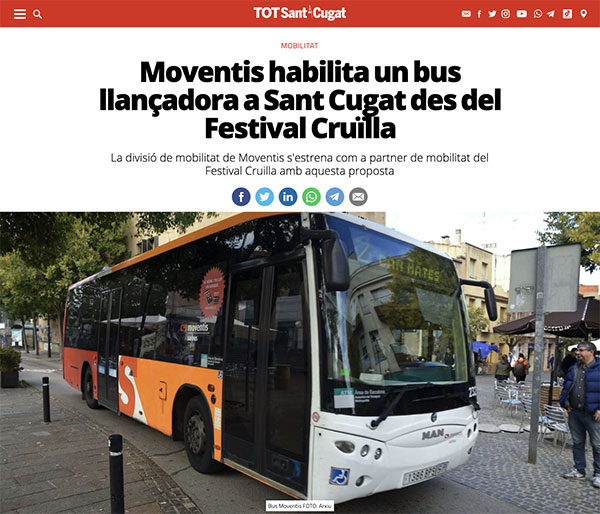 Moventis habilita un bus llançadora a Sant Cugat des del Festival Cruïlla
