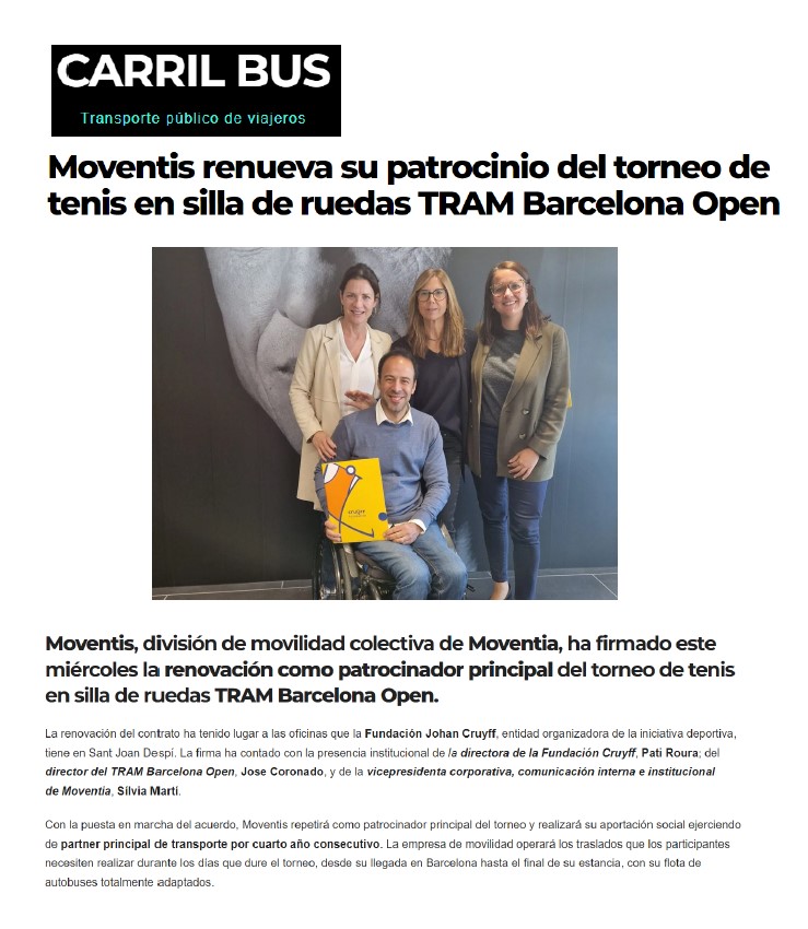 Moventis renueva su patrocinio del torneo de tenis en silla de ruedas TRAM Barcelona Open