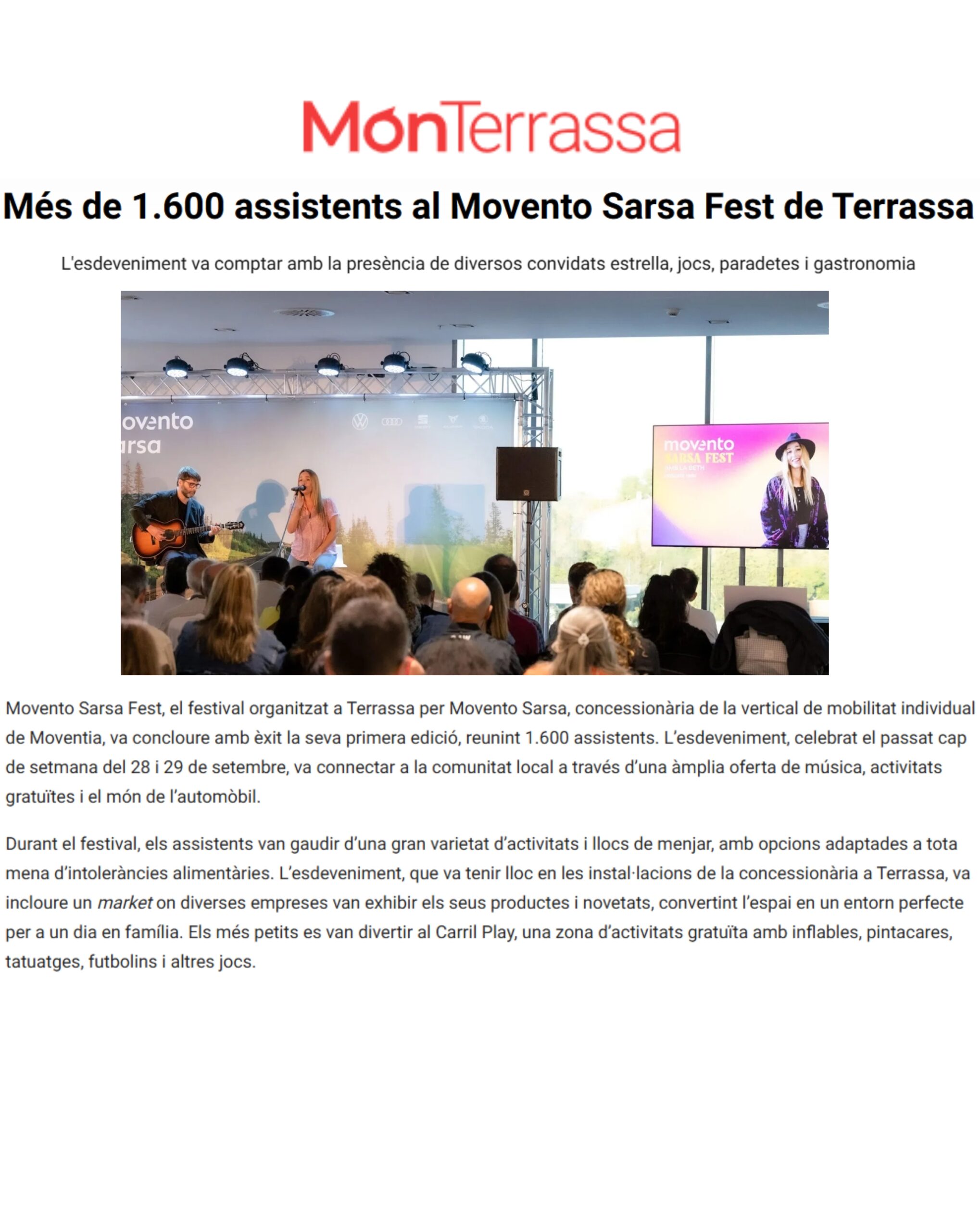 Més de 1.600 assistents al Movento Sarsa Fest de Terrassa