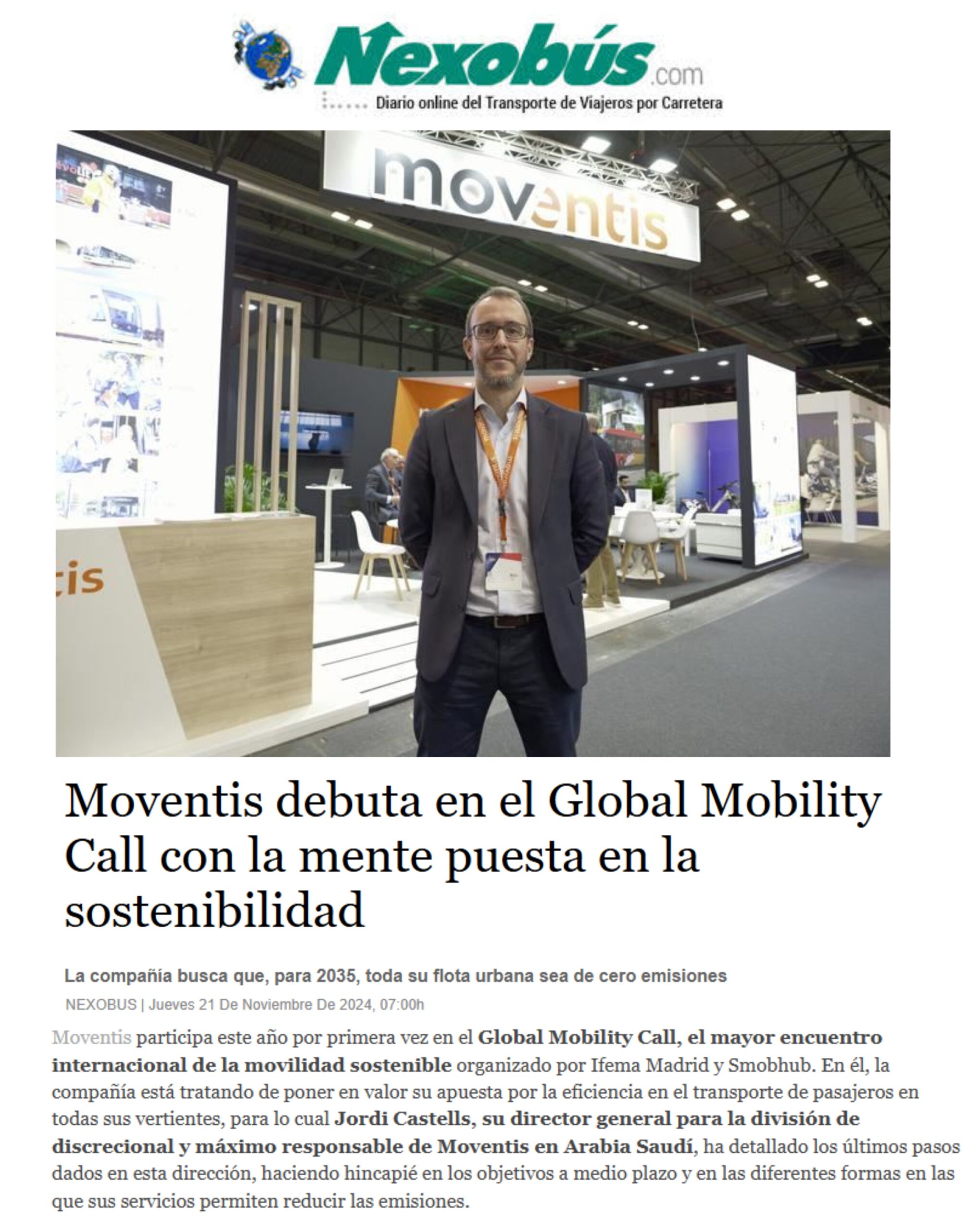 Moventis debuta en el Global Mobility Call con la mente puesta en la sostenibilidad